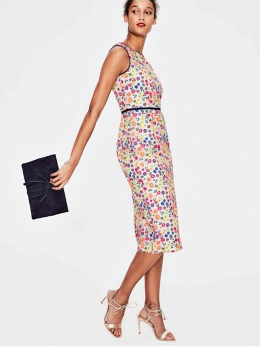 BODEN Marjorie Organza Embroidered Floral Lined Dress UK 10R / US 6R NWOT